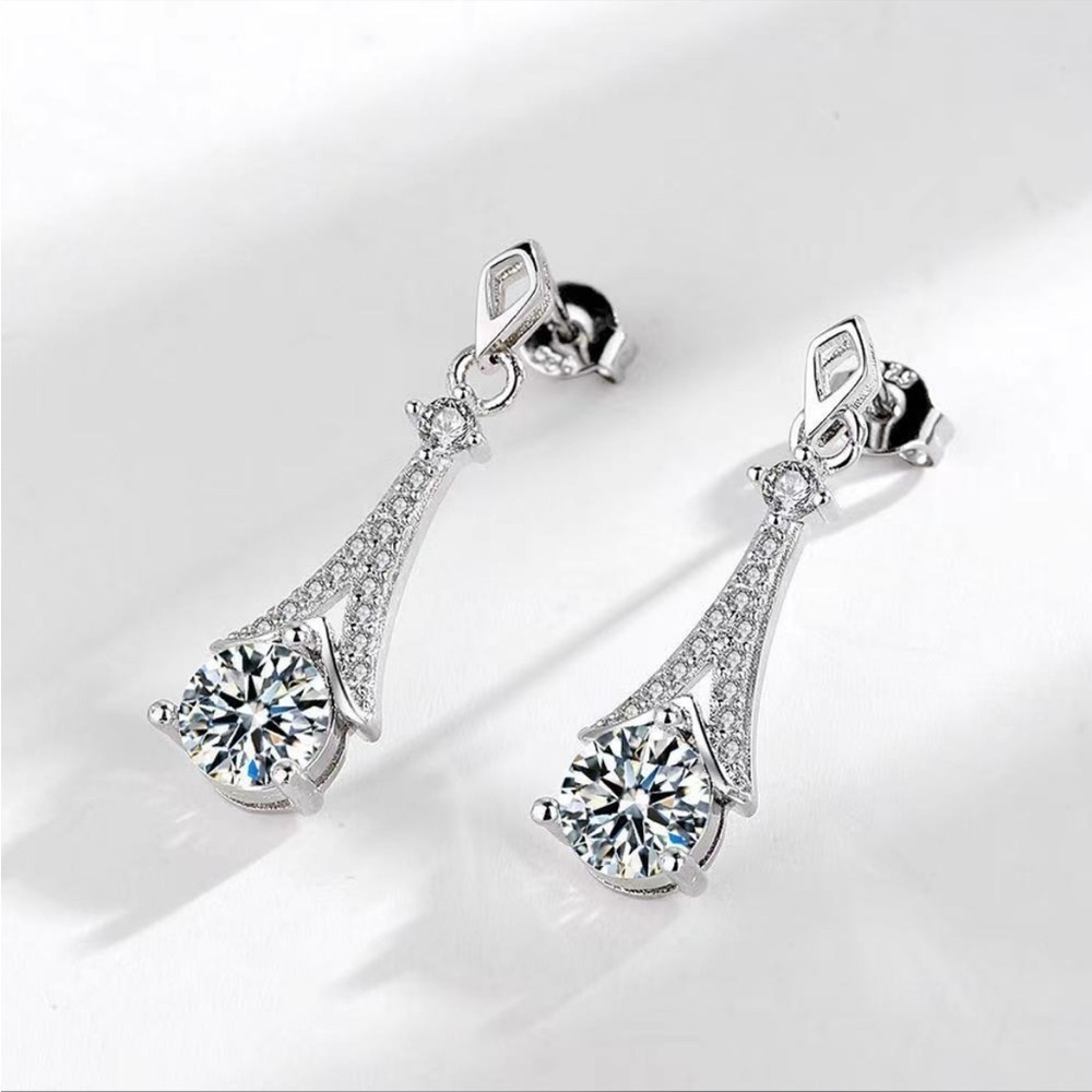 Moissanite 925 sterling Silver Drop Earrings